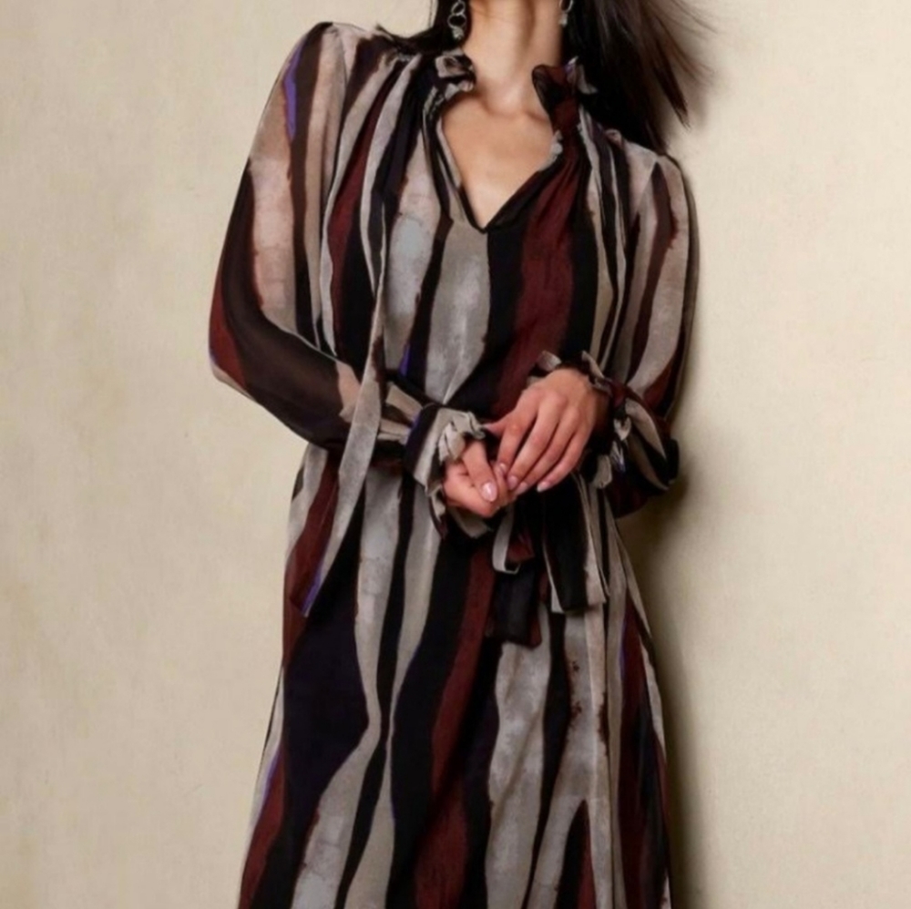 Banana Republic Factory Fit & Flare Midi Dress in Baked Chocolate Size L